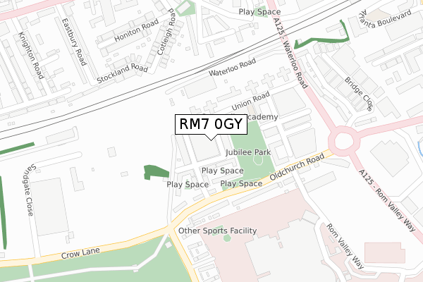 RM7 0GY map - large scale - OS Open Zoomstack (Ordnance Survey)