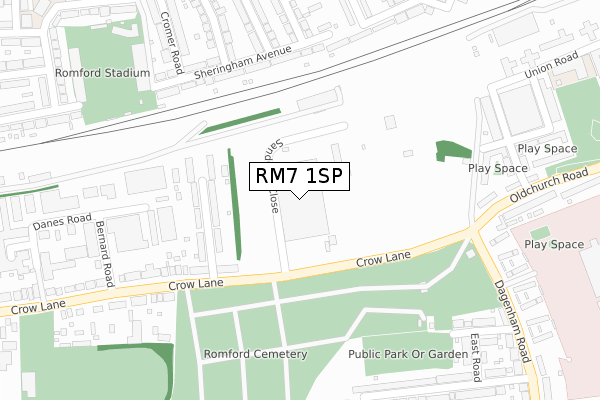 RM7 1SP map - large scale - OS Open Zoomstack (Ordnance Survey)