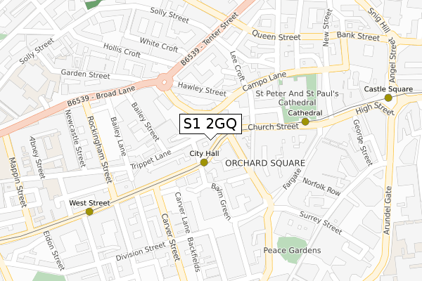 S1 2GQ map - large scale - OS Open Zoomstack (Ordnance Survey)