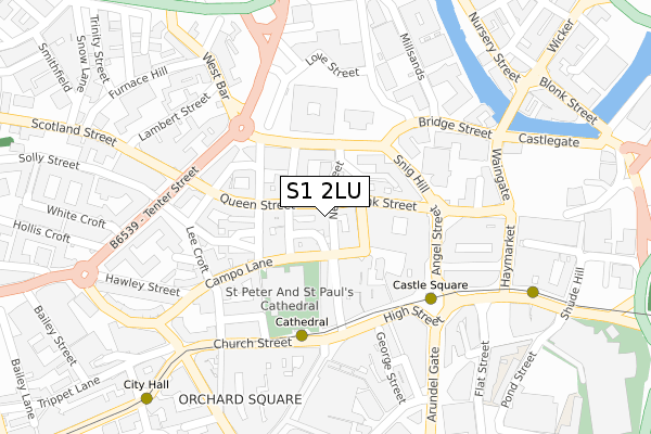 S1 2LU map - large scale - OS Open Zoomstack (Ordnance Survey)