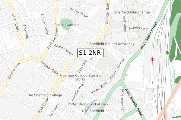 S1 2NR map - large scale - OS Open Zoomstack (Ordnance Survey)