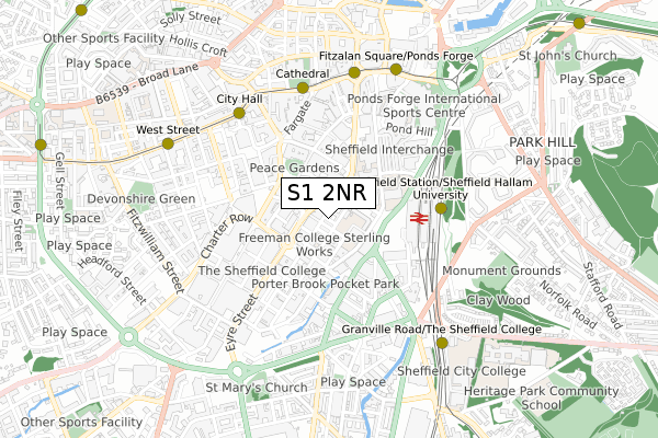 S1 2NR map - small scale - OS Open Zoomstack (Ordnance Survey)