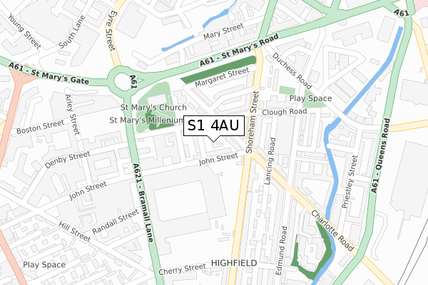 S1 4AU map - large scale - OS Open Zoomstack (Ordnance Survey)