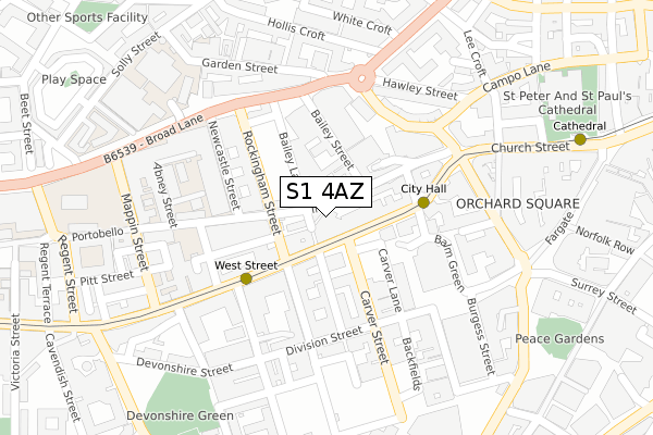 S1 4AZ map - large scale - OS Open Zoomstack (Ordnance Survey)