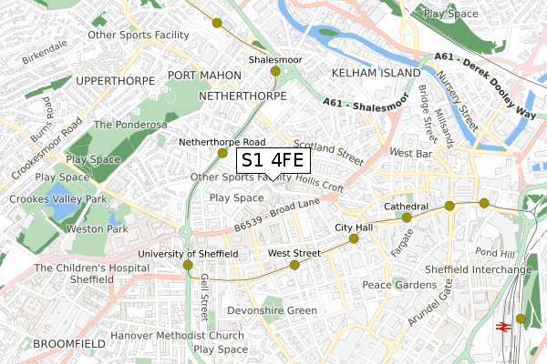 S1 4FE map - small scale - OS Open Zoomstack (Ordnance Survey)