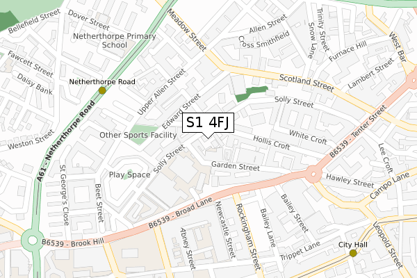 S1 4FJ map - large scale - OS Open Zoomstack (Ordnance Survey)