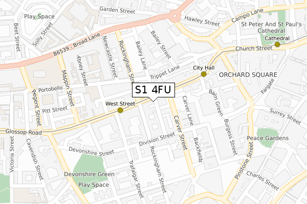 S1 4FU map - large scale - OS Open Zoomstack (Ordnance Survey)