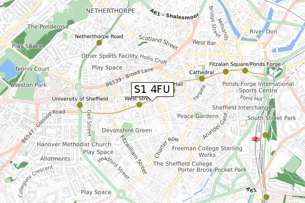 S1 4FU map - small scale - OS Open Zoomstack (Ordnance Survey)