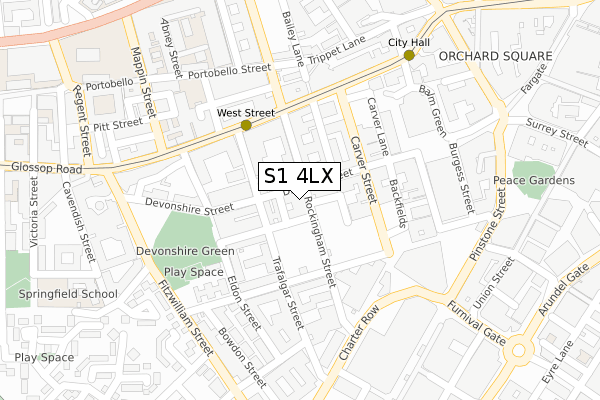 S1 4LX map - large scale - OS Open Zoomstack (Ordnance Survey)