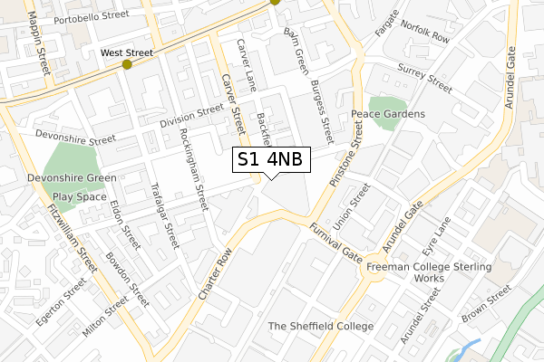 S1 4NB map - large scale - OS Open Zoomstack (Ordnance Survey)