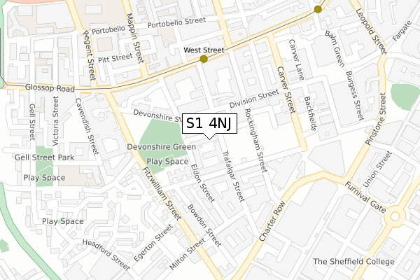 S1 4NJ map - large scale - OS Open Zoomstack (Ordnance Survey)