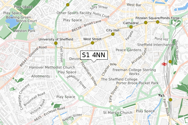 S1 4NN map - small scale - OS Open Zoomstack (Ordnance Survey)