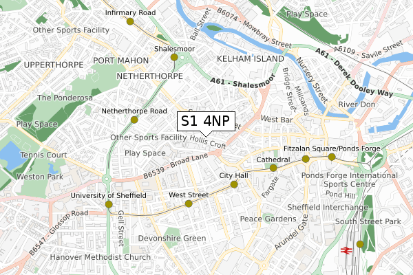 S1 4NP map - small scale - OS Open Zoomstack (Ordnance Survey)