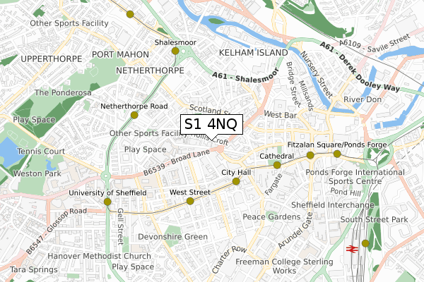 S1 4NQ map - small scale - OS Open Zoomstack (Ordnance Survey)