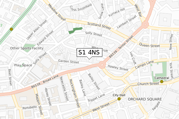 S1 4NS map - large scale - OS Open Zoomstack (Ordnance Survey)