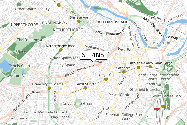 S1 4NS map - small scale - OS Open Zoomstack (Ordnance Survey)