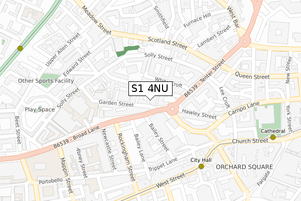 S1 4NU map - large scale - OS Open Zoomstack (Ordnance Survey)