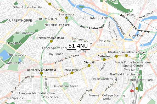 S1 4NU map - small scale - OS Open Zoomstack (Ordnance Survey)