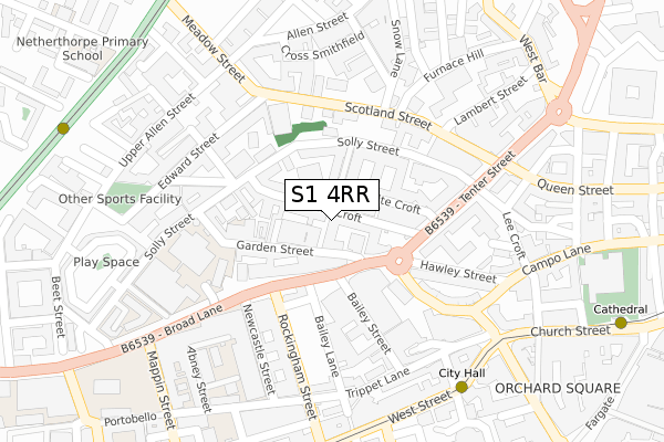 S1 4RR map - large scale - OS Open Zoomstack (Ordnance Survey)