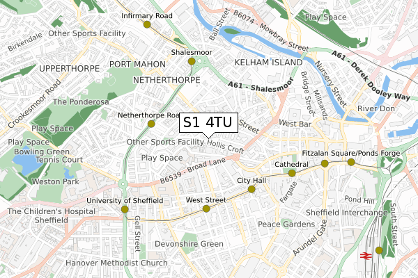 S1 4TU map - small scale - OS Open Zoomstack (Ordnance Survey)