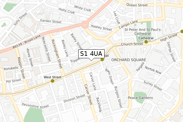 S1 4UA map - large scale - OS Open Zoomstack (Ordnance Survey)