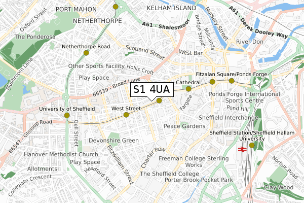 S1 4UA map - small scale - OS Open Zoomstack (Ordnance Survey)