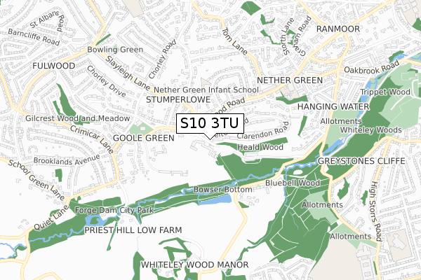 S10 3TU map - small scale - OS Open Zoomstack (Ordnance Survey)