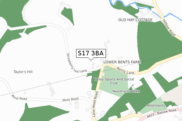 S17 3BA map - large scale - OS Open Zoomstack (Ordnance Survey)