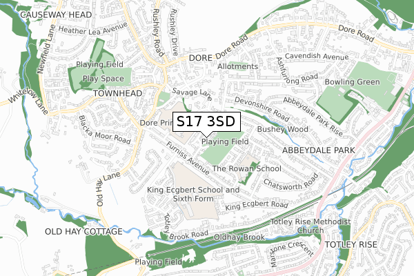 S17 3SD map - small scale - OS Open Zoomstack (Ordnance Survey)