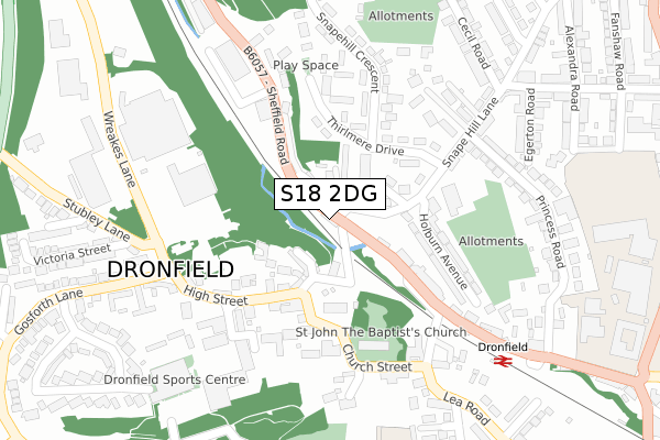 S18 2DG map - large scale - OS Open Zoomstack (Ordnance Survey)