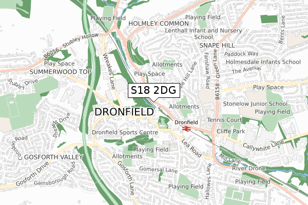 S18 2DG map - small scale - OS Open Zoomstack (Ordnance Survey)