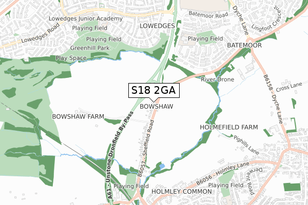 S18 2GA map - small scale - OS Open Zoomstack (Ordnance Survey)