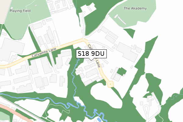 S18 9DU map - large scale - OS Open Zoomstack (Ordnance Survey)