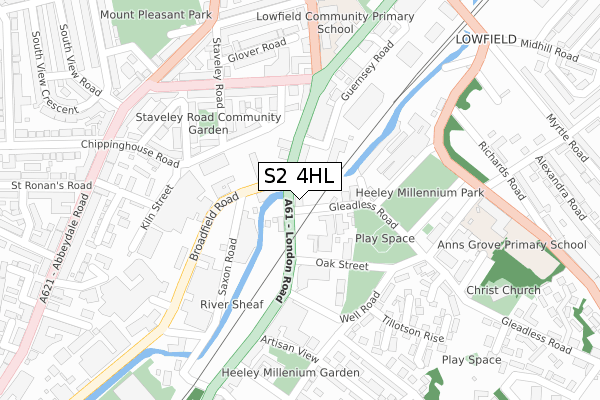 S2 4HL map - large scale - OS Open Zoomstack (Ordnance Survey)