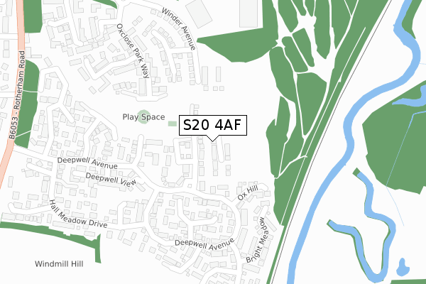 S20 4AF map - large scale - OS Open Zoomstack (Ordnance Survey)