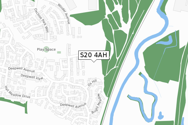 S20 4AH map - large scale - OS Open Zoomstack (Ordnance Survey)