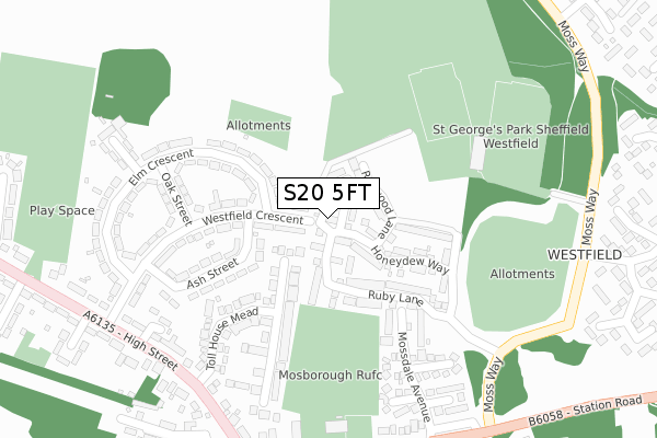 S20 5FT map - large scale - OS Open Zoomstack (Ordnance Survey)