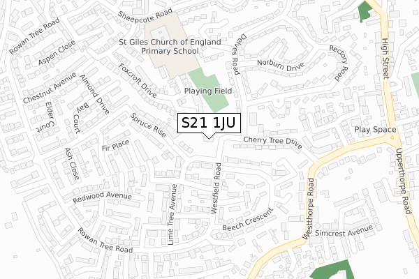 S21 1JU map - large scale - OS Open Zoomstack (Ordnance Survey)