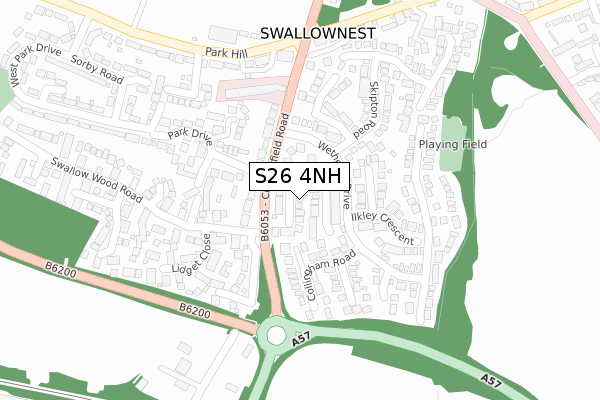 S26 4NH map - large scale - OS Open Zoomstack (Ordnance Survey)