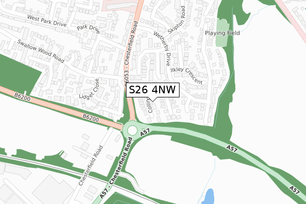 S26 4NW map - large scale - OS Open Zoomstack (Ordnance Survey)