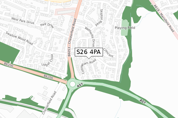 S26 4PA map - large scale - OS Open Zoomstack (Ordnance Survey)