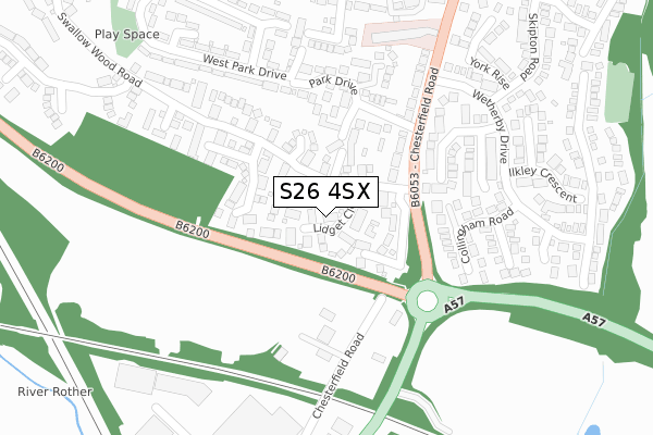 S26 4SX map - large scale - OS Open Zoomstack (Ordnance Survey)