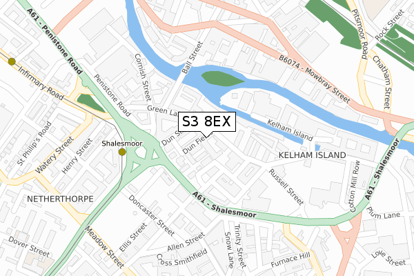 S3 8EX map - large scale - OS Open Zoomstack (Ordnance Survey)