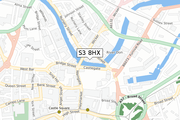 S3 8HX map - large scale - OS Open Zoomstack (Ordnance Survey)