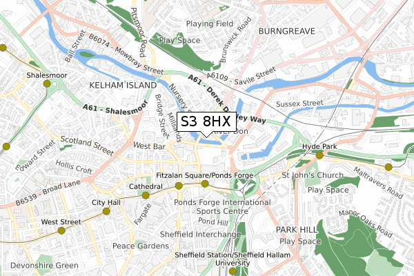 S3 8HX map - small scale - OS Open Zoomstack (Ordnance Survey)