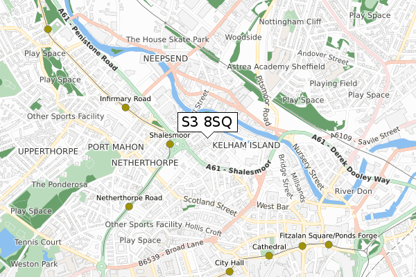 S3 8SQ map - small scale - OS Open Zoomstack (Ordnance Survey)