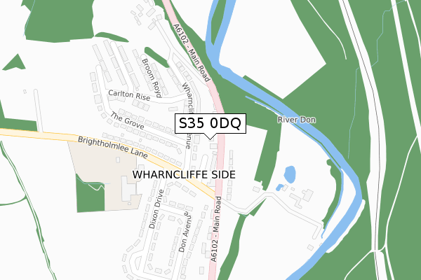 S35 0DQ map - large scale - OS Open Zoomstack (Ordnance Survey)