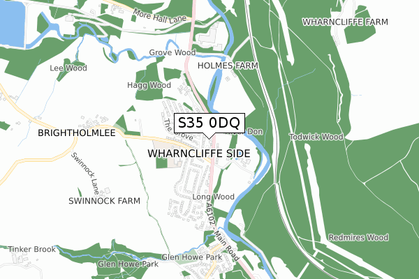 S35 0DQ map - small scale - OS Open Zoomstack (Ordnance Survey)