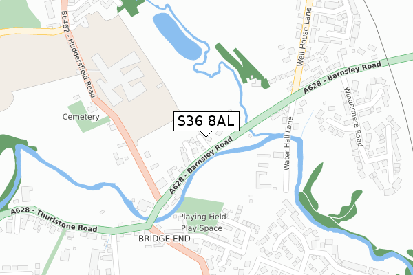 S36 8AL map - large scale - OS Open Zoomstack (Ordnance Survey)