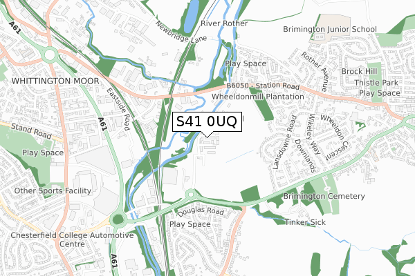 S41 0UQ map - small scale - OS Open Zoomstack (Ordnance Survey)